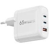 Wiwu Wi U024 Ark Gan 65w High Quality Fast Charging Usb Type C X 2 + Usb A Qc & Pd Multi Port Power White - CompuMe